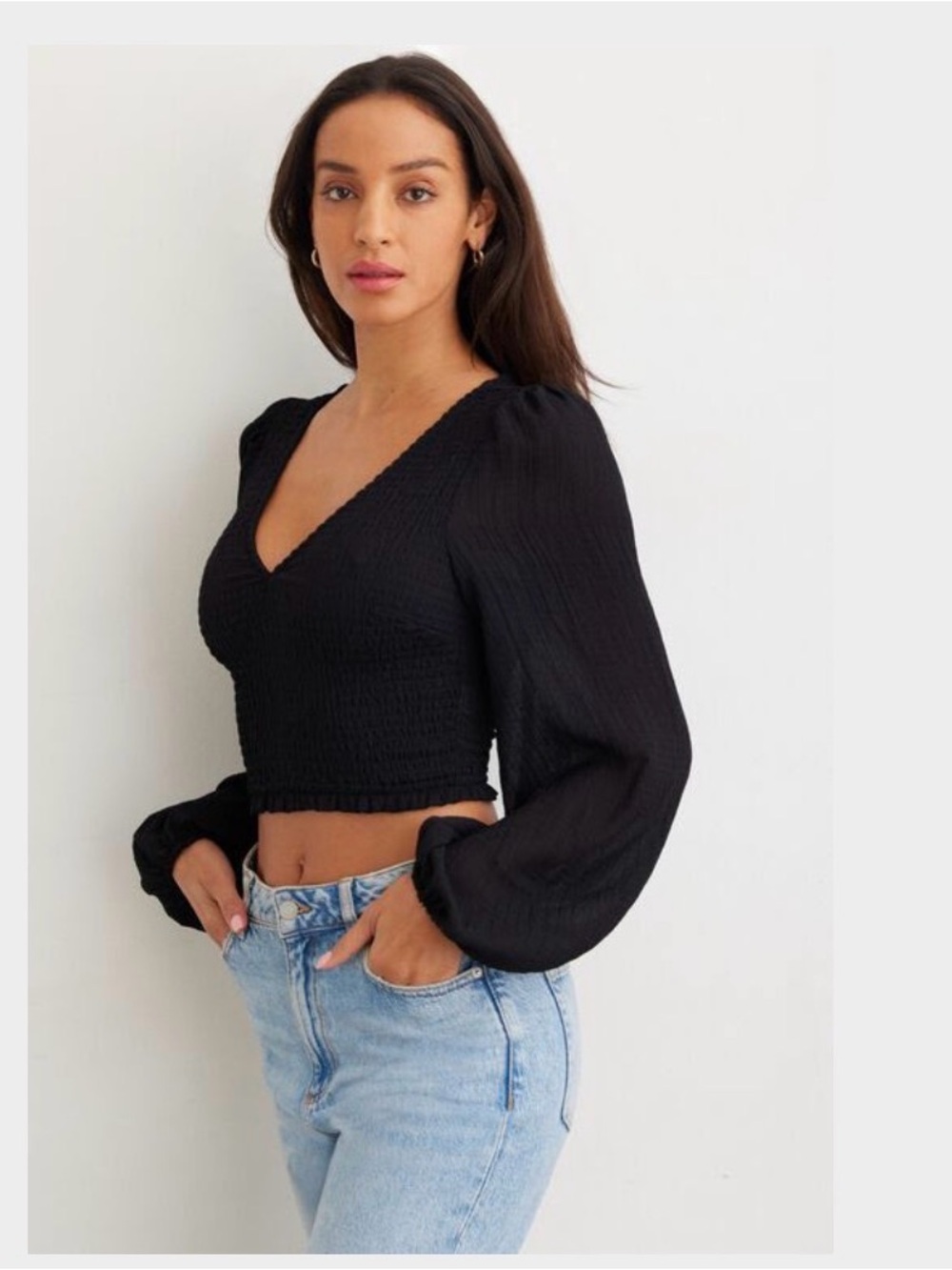 Dynamite Esther Smocked Top